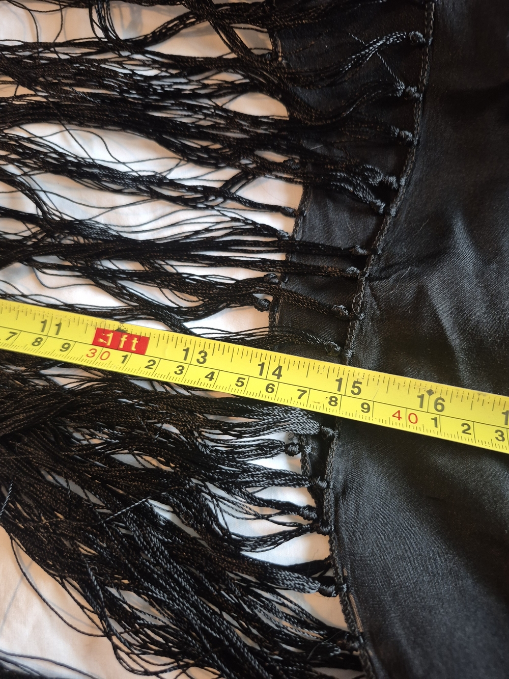 Large Black Floral Embroidered Fringe Silk Piano Shawl 4x4 - Picture 7 of 15